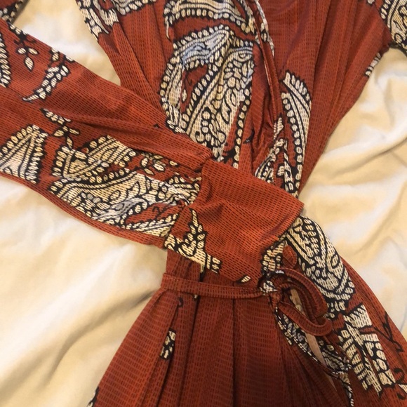 S-TWELVE long sleeve wrap dress rust color printed - Picture 5 of 5